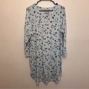 NOTTIBIANCHE Leopard Print Long Sleeve Nightgown